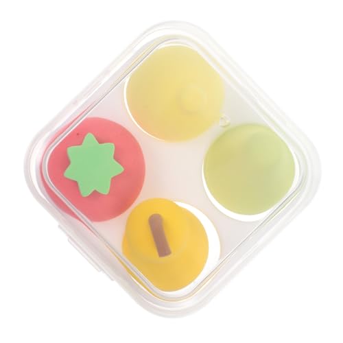 TOGEVAL 4 Stück Teiliges Make Up Schwamm in Fruchtform Vielseitige Foundation und Puderquasten Weiche Hautfreundliche Makeup Eier für Frauen Inklusive Praktischem Aufbewahrungsetui von TOGEVAL