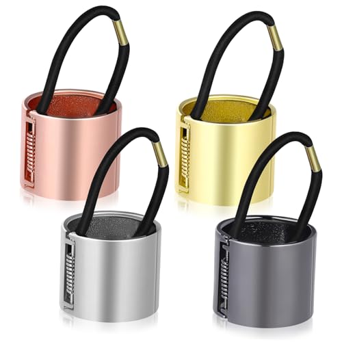 TOGEVAL 4 Stück Teiliges Metal Ponytail Holder mit Elastischem Band Modischer Haar Accessoire für Frauen und Mädchen Langlebig mit Federverschluss in Gold Silber Roségold und Schwarz von TOGEVAL