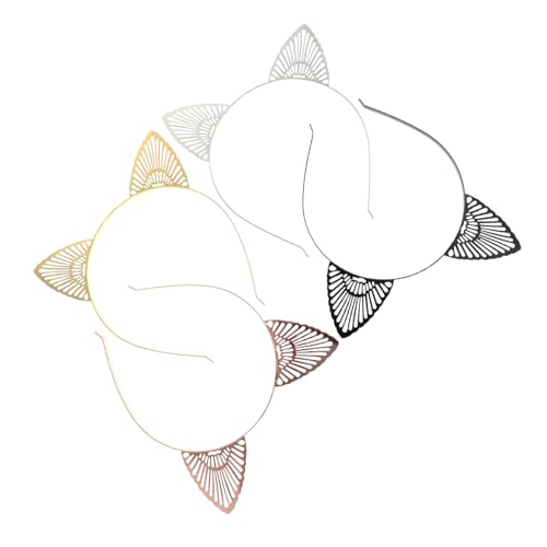 TOGEVAL 4 Stück Teiliges Metall Katzenohren Haarreif Langlebig und Geruchlos Niedliches Cartoon Haarband für Erwachsene Stylisches Party Accessoire für Karneval Fasching und Halloween von TOGEVAL