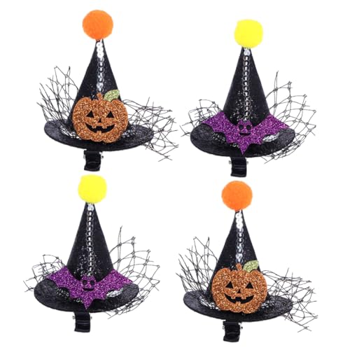 TOGEVAL 4 Stück Teiliges Modische Spitze Haarspangen Hexenhut Design Langlebige Snap Clips für Mädchen Halloween Party Cosplay Haarschmuck Stilvolle Accessoires von TOGEVAL