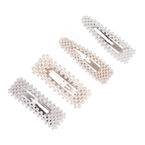 TOGEVAL 4 Stück Teiliges Modischer Haarklammern für Damen Perlen Haarspangen Gold und Silber Dreieck Rechteck Haaraccessoire für Verschiedene Anlässe von TOGEVAL