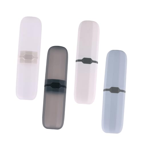 TOGEVAL 4 Stück Teiliges Reise Zahnbürsten und Zahnpasta Etui Kompakte Leichte Aufbewahrungsboxen aus Sicherem Kunststoff Vielseitig als Becher Nutzbar für Geschäftsreisen Urlaub und von TOGEVAL