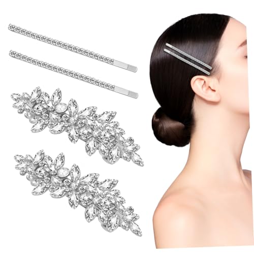 TOGEVAL 4 Stück Teiliges Set Braut Haarspangen mit Funkelnden Strasssteinen Silberne Haarnadeln für Hochzeit und Festliche Anlässe Eleganter Haarschmuck für Damen und Bräute von TOGEVAL