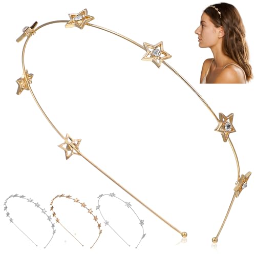 TOGEVAL 4 Stück Teiliges Stern haarband Strass Glatte Oberfläche Leicht zu Tragen Modische Stern haarschmuck kopfbedeckung für Frauen und Mädchen Geeignet für Hochzeit Party und Festliche von TOGEVAL