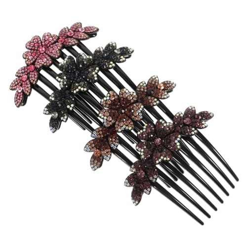 TOGEVAL 4 Stück Teiliges Strass Haarkamm Funkelnde Haarspangen für Damen Vielseitige Braut Abschlussball Haarschmuck Bunte Farbverläufe Dekorative Seitenkämme für Stilvolle Frisuren von TOGEVAL