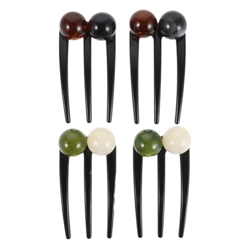 TOGEVAL 4stücke Haarknotenformer Mit Perlendesign U-förmige Haargabeln Für Damen Haarstyling-tool Für Vintage-haarspangen Für Hochsteckfrisuren Lazy Bun Und Partyfrisuren von TOGEVAL