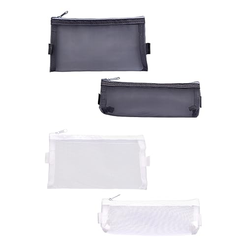 TOGEVAL 4 Stück Transparente Netztaschen Große und Kleine Federmäppchen für Schule und Büro Tragbare Verschleißfeste Stiftetui für Studenten und Lehrer Große Kapazität für Schreibwaren von TOGEVAL