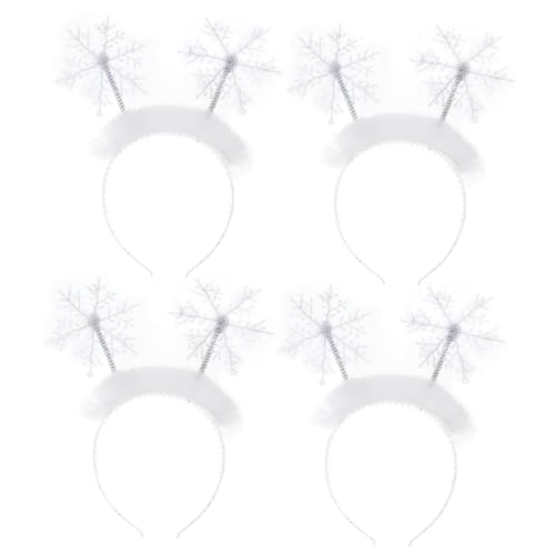 TOGEVAL 4 Stück Weihnachtlicher Schneeflocken Haarreif Haarschmuck Mädchen Stirnband für Party und Festtage Dekoratives Weihnachts Haarband mit Langlebigem Design von TOGEVAL