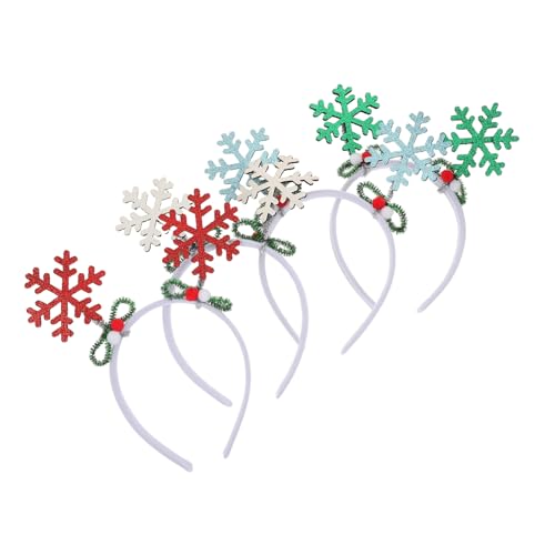 TOGEVAL 4stücke Schneeflocken-stirnband Für Damen Glitzernde Weihnachts-haarspangen Winterhaarschmuck Aus Leichtem Material Für Festtagslook Und Partyaccessoires von TOGEVAL