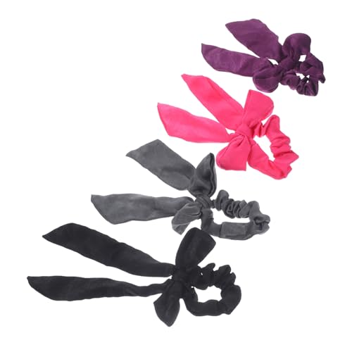 TOGEVAL 4 Teiliges Satin Haarband mit Schleife Weiche Stoff Haargummis für Damen und Mädchen Dekorative Ponytail Halter Modische Haarschmuck Accessoires Farblich von TOGEVAL