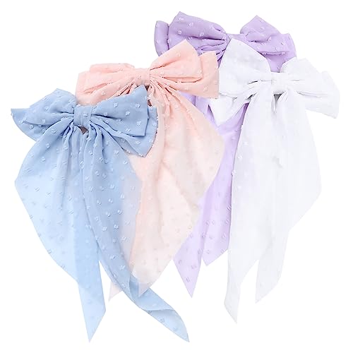 TOGEVAL 4stücke Große Haarklammern Schleifen-clip Für Frauen Charmante Haarspangen in Hellrosa Weiß Und Hellblau Passend Für Dickes Haar Eleganter Haarschmuck Für Verschiedene Anlässe von TOGEVAL