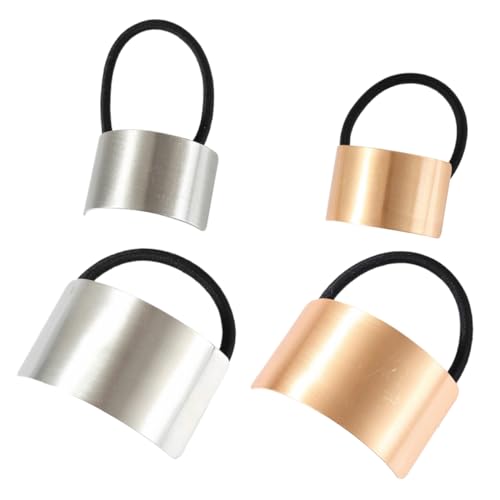 TOGEVAL 4stücke Haargummi Aus Legierung Stretch-haarring Für Frauen Und Mädchen Pferdeschwanzhalter Haarseil Glatte Oberfläche Gute Verarbeitung Schlichtes Design von TOGEVAL