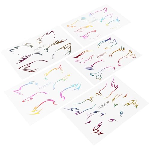 TOGEVAL 5 Blätter Cosplay Augenaufkleber Selbstklebend Wasserfest Eyeliner Tattoos Temporär Gesichtstatoos für Theaterschminke Party Makeup Eyebrow Sticker Langlebig und Einfach von TOGEVAL