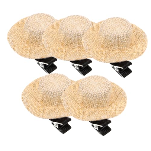 TOGEVAL 5stücke Mini Hut Haarspangen Kleine Dekorative Haarklammern Für Mädchen Für Geburtstagspartys Hochzeiten Und Feiertage Leicht Und Farben Sandgelb von TOGEVAL