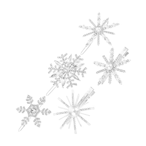 TOGEVAL 5 Stück Glitzer Schneeflocken Haarklammern mit Strass Leichte Haarschmuck Clips für Mittleres Langes Haar Rutschfest und Bequem für Frauen und Mädchen zu Weihnachten und von TOGEVAL