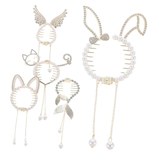 TOGEVAL 5 Stück Haarklammern für Frauen mit Quasten Rutschfeste Haarspangen für Dickes Haar Modische Ponytail Halter Haarschmuck Accessoires für Vielseitige Frisuren und Geschenkideen von TOGEVAL