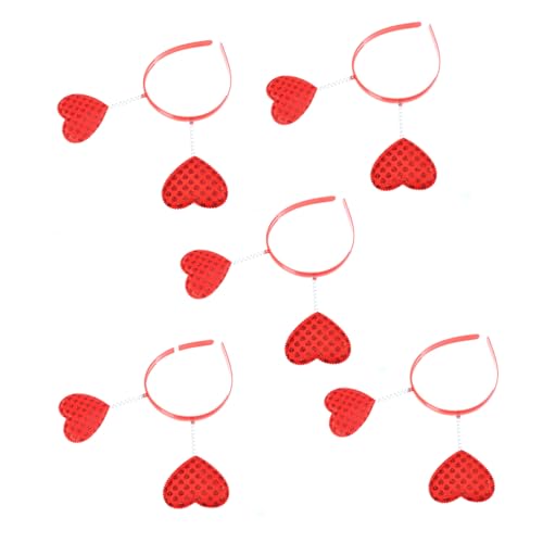 TOGEVAL 5 Stück Herz Haarreifen für Damen Rutschfeste Haarreifen für Valentinstag und Neujahr Leichtes und Bequemes Haarschmuck Vielseitig Einsetzbar und Langlebig von TOGEVAL