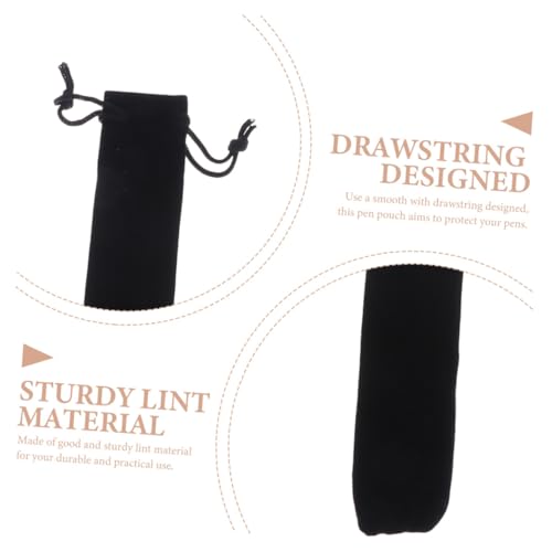 TOGEVAL 5 Stück Stifteetuis aus Schwarzem Samt mit Kordelzug Staubschutz und Kratzfest Vielseitig Nutzbar als Federmäppchen für Büro Schule und Unterwegs von TOGEVAL