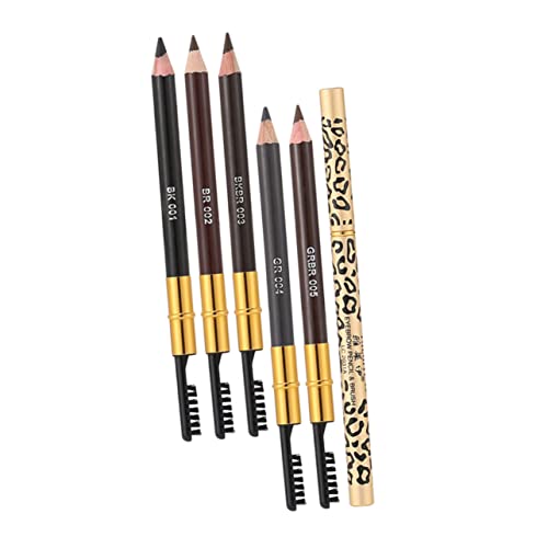 TOGEVAL 5 Stück Teiliges Augenbrauenstift mit Bürste Wasserfester Dual Brow Pencil für Natürliches Präzises Augenbrauen Make Up Leicht Kompakt Geeignet für Alltag und Profi Anwendung von TOGEVAL