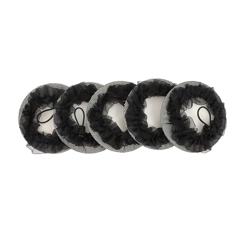 TOGEVAL 5 Stück Teiliges Elastisches Haarnetz für Dutt Mittlere mit Spitzenrand Weiches Mesh Bun Cover Haarschmuck für Ballett Tanz Mädchen und Damen Sauberer bei Performance und Alltag von TOGEVAL