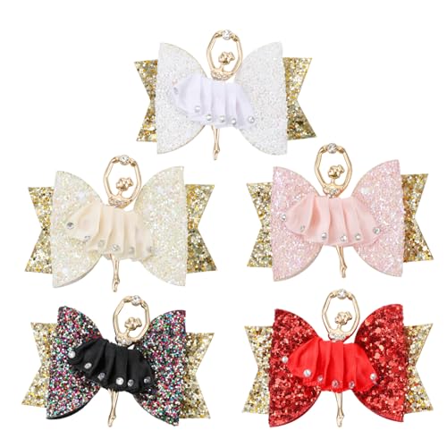 TOGEVAL 5 Stück Teiliges Haarschmuck Mädchen Glitzernde Ballerina haarspangen mit Funkelnden Strasssteinen Langlebige und Sichere für Partys und Alltagsstil von TOGEVAL