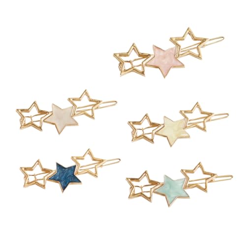 TOGEVAL 5 Stück Teiliges Haarschmuck Stern Haarklammern aus Legierung für Damen Mädchen Eleganter Haarspangen Style Modische Haarclips mit Dekorativem Stern Design Vielseitig für Alltag von TOGEVAL