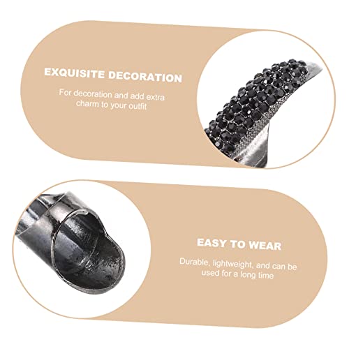 TOGEVAL 5 Stück Teiliges Punk Handgelenk Ringe Lange Fingernagel Ringe mit Strass Joint Rings in Schwarz und Gold Auffälliger Finger Schmuck für Stylische Outfits von TOGEVAL
