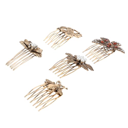 TOGEVAL 5 Stück Teiliges Retro Haarkamm aus Legierung mit Perlen Eleganter Haarschmuck für Damen Vintage Haarspangen für Hochzeit Party und Festliche Anlässe Klassische Dekorative von TOGEVAL