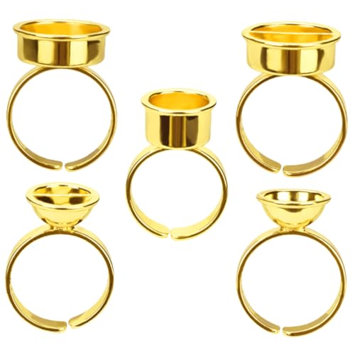 TOGEVAL 5 Stück Teiliges Tattoo Ink Ring Becher Elastische Wiederverwendbare Pigmenthalter für Microblading und Augenbrauen Make Up Komfortabel und für Verschiedene Fingergrößen von TOGEVAL