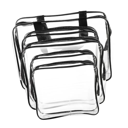 TOGEVAL 5 Stück Teiliges Transparentes PVC Kulturbeutel Wasserdichtes Reise Schminktaschen mit Reißverschluss und Griff Langlebig Leicht zu Reinigen für Damen Makeup Aufbewahrung von TOGEVAL