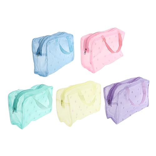 TOGEVAL 5 Stück Teiliges Wasserdichter Kosmetiktaschen mit Reißverschluss Tragbare Kulturbeutel für Damen Praktische Aufbewahrungstaschen mit Floralem Muster für Reisen und Zuhause von TOGEVAL