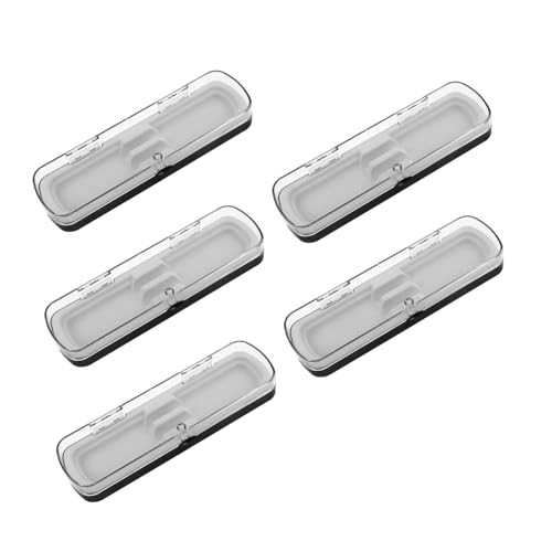 TOGEVAL 5 Stück Transparentes Stifteetui Kunststoff Stift Organizer Box mit Fächern Rechteckige Stiftebox für Büro Schule und Reise zur Übersichtlichen Aufbewahrung von Kugelschreibern und von TOGEVAL