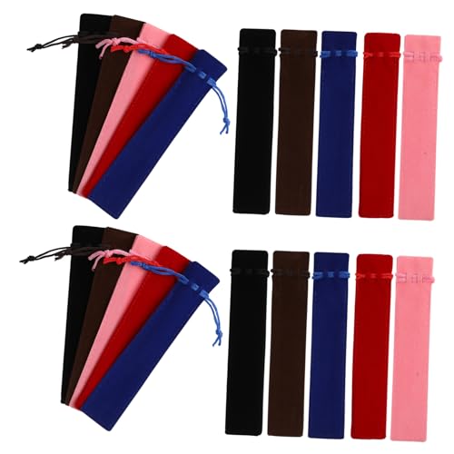 TOGEVAL 50 Stück Fleece -Stiftbeutel Bleistift Fall Stifttaschen für Studenten Mini-Beutel mit Kordelzug Stiftorganisator Reisestiftkoffer Etui für Stifthalter Stiftbehälter Flanell von TOGEVAL