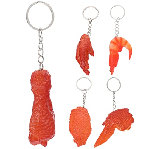 TOGEVAL 5St Chicken Wings Hühnerbein-Anhänger Handtaschenanhänger Spielzeugnahrung Zubehör für Spielsets Autoanhänger Schlüsselanhänger Schlüsselbund mit gebratenem Hähnchenschenkel PVC von TOGEVAL