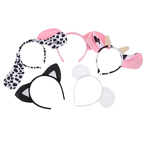 TOGEVAL 5Stücke Cartoon Stirnbänder für Kinder Plüsch Haar Hoops Tierohren Kopfdekor für Partys und Cosplay Haaraccessoire Niedliche Kopfbedeckung für Mädchen von TOGEVAL