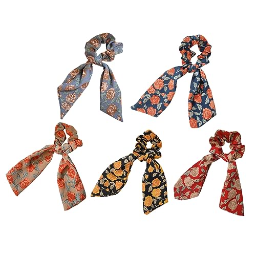 TOGEVAL 5stücke Schal Haar Scrunchies Multifunktional Praktisch Elastisch Zarte Haarschmuck Für Damen Zufällige Farbe von TOGEVAL