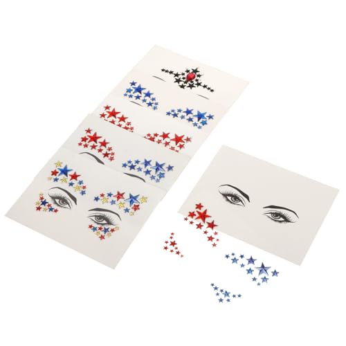 TOGEVAL 6 Blätter DIY Gesicht Rhinestone Stern Aufkleber Selbstklebende Makeup Sticker für Augen und Körper Bunte Fünfzackige Glitzer Sterne Geeignet für Festival Party und Originelles von TOGEVAL