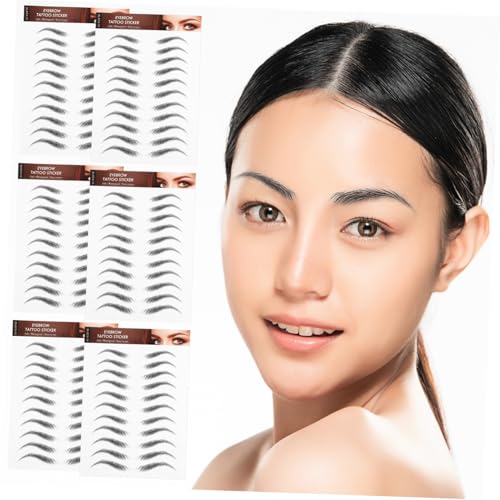 TOGEVAL 6 Blätter Natürliche Wasserfeste Augenbrauen Sticker Realistische Fake Eyebrow Transfers Einfach Anzubringen Entfernen für Tägliches Augen Make Up von TOGEVAL