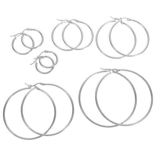 TOGEVAL 6 Paar große Creolen: Statement-Ohrringe aus Metall für Damen, modische Ohrschmuck-Accessoires für Musikveranstaltungen und den Alltagsstil TOGEVAL 6 Paar große Creolen: Statement-Ohrringe aus Metall für Damen, modische Ohrschmuck-Accessoires für Musikveranstaltungen und den Alltagsstil von TOGEVAL