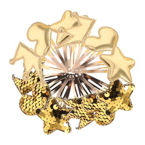 TOGEVAL 6 Paare Haarschmuck mit Farbverlauf Glitzer Haarspangen Stern Herz Krone Leichte Rutschfeste Barrettes für Mädchen Bunte Wendepailletten Haarklammern für Alltag und Fest von TOGEVAL