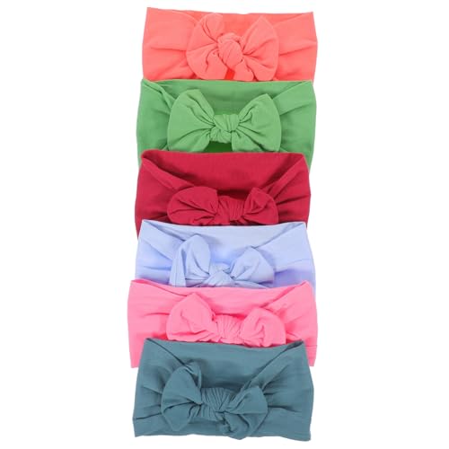 TOGEVAL 6 Stck Teiliges Mädchen Stirnband mit Schleife Elastisches Kopfbedeckung für Kleinkinder und Junge Mädchen Bequemes Nylon Haarband Modisches Accessoire für Party und Alltag von TOGEVAL