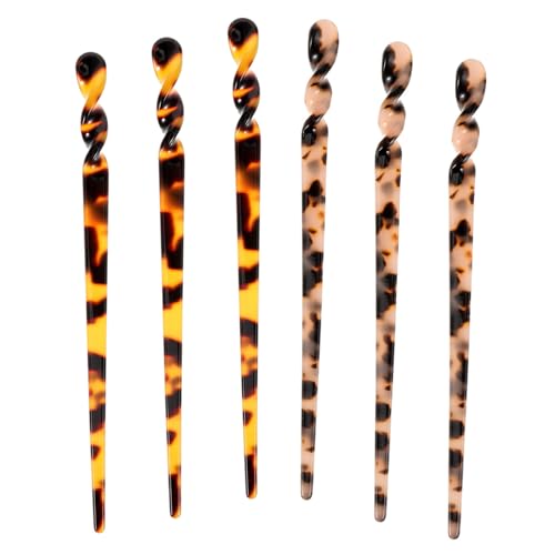 TOGEVAL 6 Stck Teiliges Vintage Haarschmuck aus Acetat Dekorative Haarnadeln mit Leoparden Schildpattmuster Langlebige Lange Haarstäbe für Damen für Partys Cosplay und Alltag von TOGEVAL