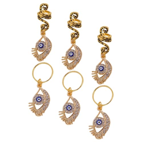 TOGEVAL 6 Stck. Teiliges Haarring mit Schlangen Design und Evil Eye Anhängern Dreadlock Haarspiralen und Flecht Schmuck für Zöpfe Vielseitiges Haarschmuck Zubehör für Frauen und Mädchen von TOGEVAL