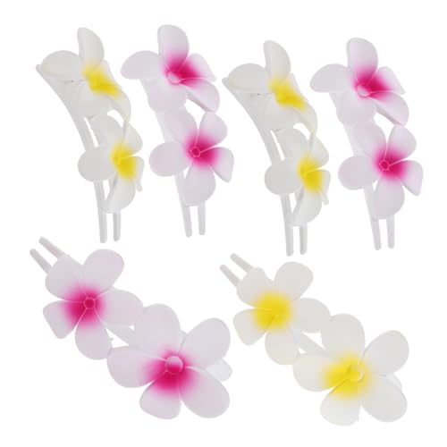 TOGEVAL 6 Stück Bunte Blumen haarclips Große Haarklammern für Frauen Dekorative Plumeria Haarspangen für Seitliche Stirnfransen Halbe Hochsteckfrisuren Vielseitig für Strand Party und von TOGEVAL