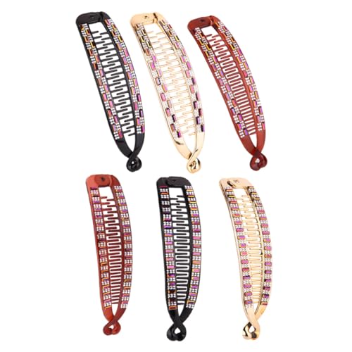 TOGEVAL 6 Stück Fischförmige Haarklammern mit Strassverzierung Einfacher Stil Komfortabler für Damen Vielseitige Haarspangen für Ponytail und Lange Haare von TOGEVAL