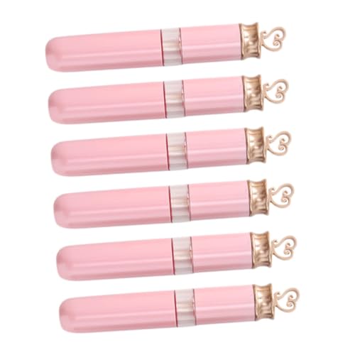 TOGEVAL 6 Stück Nachfüllbare Lippenpflegestift Tuben Leichte Lippenbalsam Behälter Tragbare Lippenstift Hüllen für Damen DIY Lipgloss Aufbewahrung Rosa Herz Design von TOGEVAL
