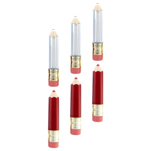 TOGEVAL 6 Stück Nachfüllbare Lippenstift tuben Leerer Lippenpflegebehälter im Stift design Transparent und Rot DIY Lippenfarbe Behälter für Damen Unterwegs und Geschenk von TOGEVAL