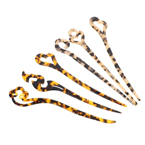 TOGEVAL 6 Stück Teiliges Acetat Haarnadeln Schildpatt Haarschmuck für Dutt Frisuren Damen Vintage Chinesische Haarstäbchen Robust Korrosionsbeständig Geeignet für Hochzeit Zufällige Farbe von TOGEVAL