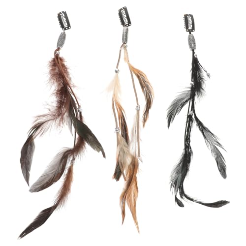 TOGEVAL 6 Stück Teiliges Boho Federn Haarclip Haarschmuck mit Clip Haarverlängerung für Damen Karneval Halloween Cosplay Festival Zubehör von TOGEVAL