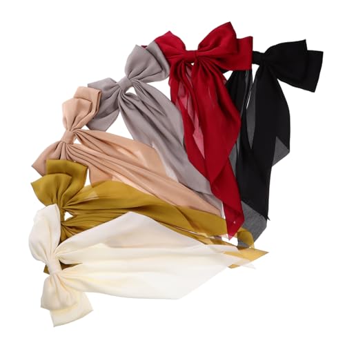 TOGEVAL 6 Stück Teiliges Haarklammern mit Schleifen für Mädchen Rutschfeste Haaraccessoires Verschiedenen Farben Rot Champagner Ingwer von TOGEVAL